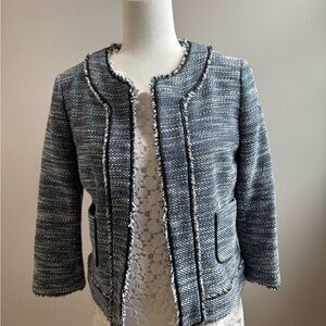 ANN TAYLOR Chic Blue Tweed Jacket
